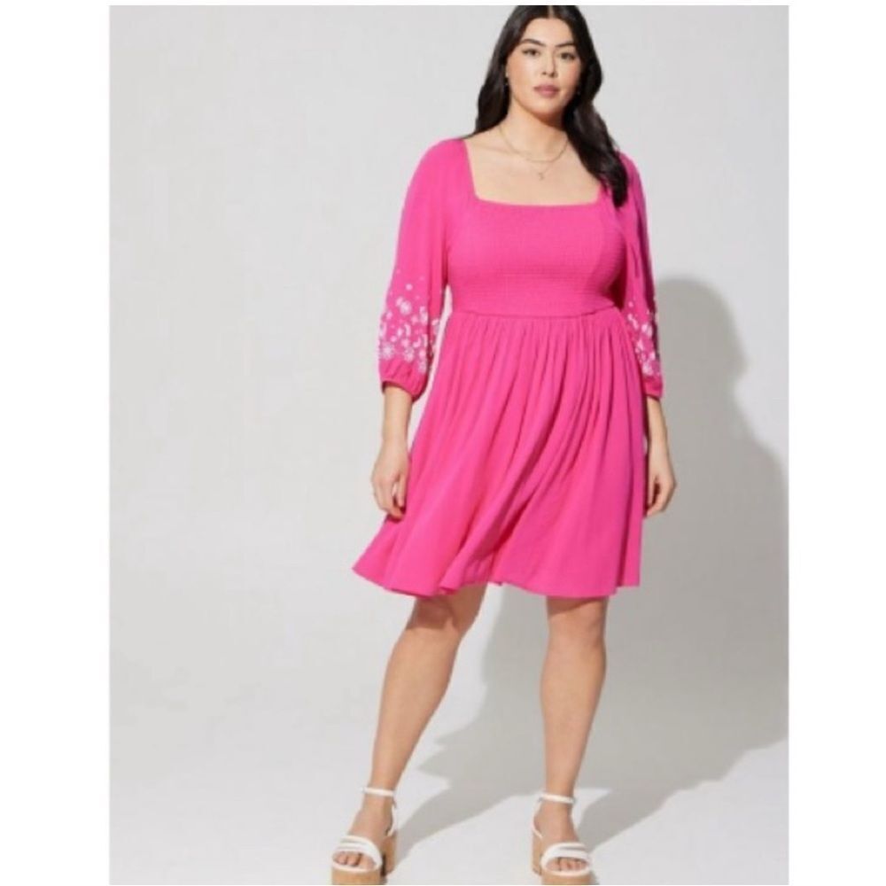 Torrid Mini Crinkle Gauze Blouson Sleeve Dress - Size 00